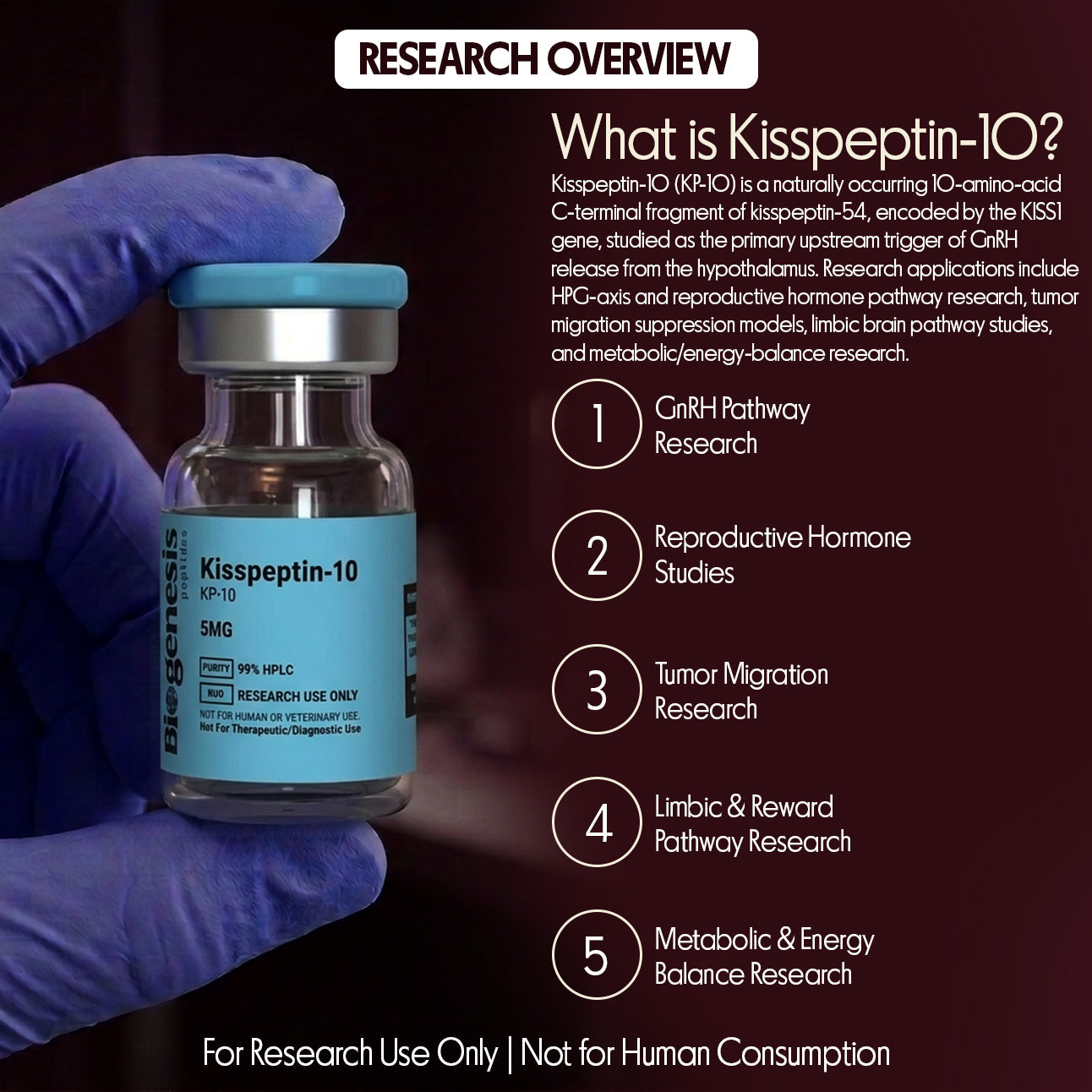 Kisspeptin-10 · 5mg KISS1R Agonist · 10 aa Decapeptide · HPG-Axis & Endocrine Research