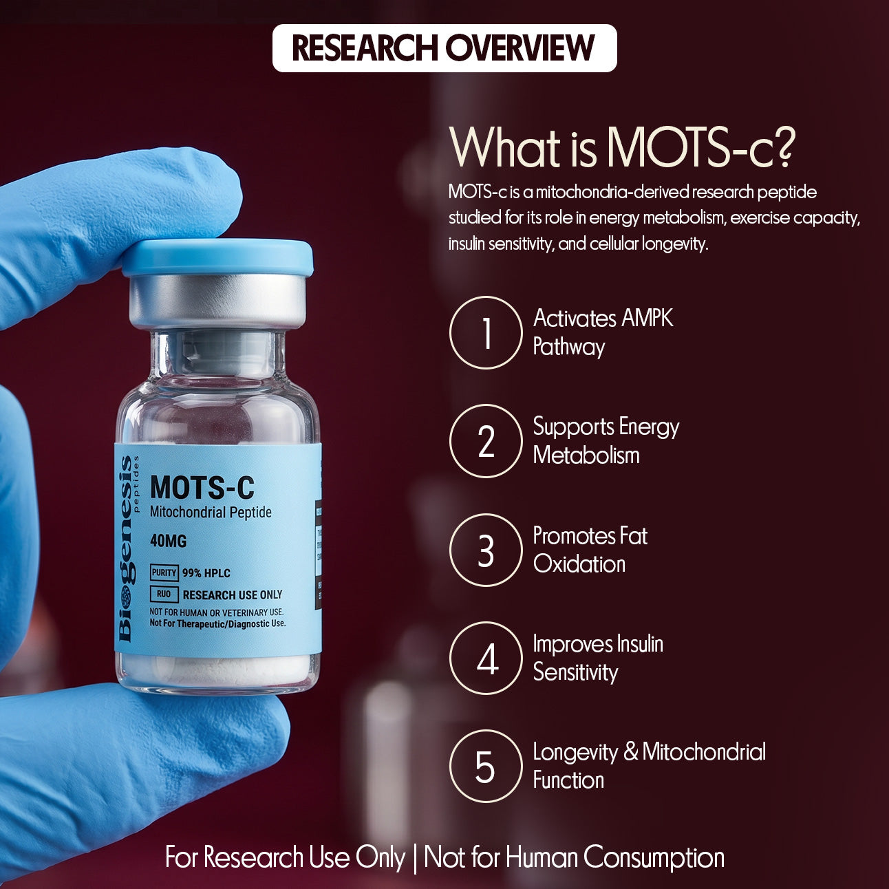 MOTS-c 40mg Mitochondria-Derived Peptide