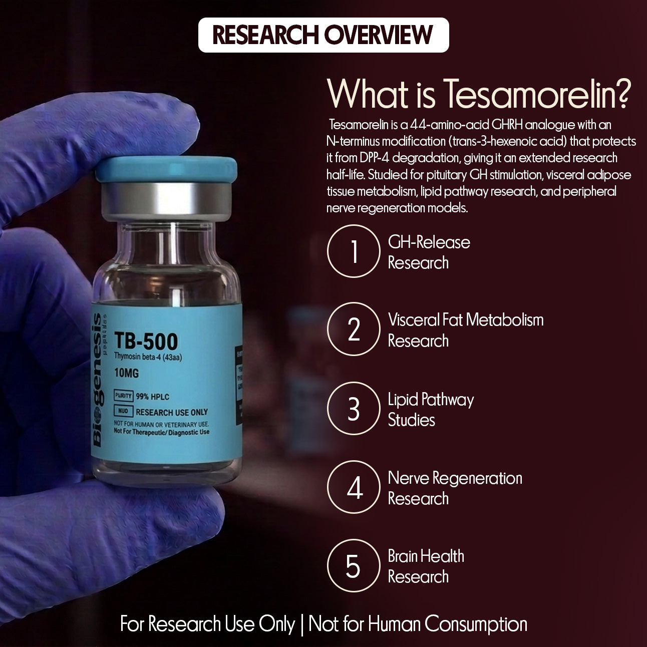 Tesamorelin · 10mg  N-Terminus Modified GHRH Analogue · GH & Metabolic Research